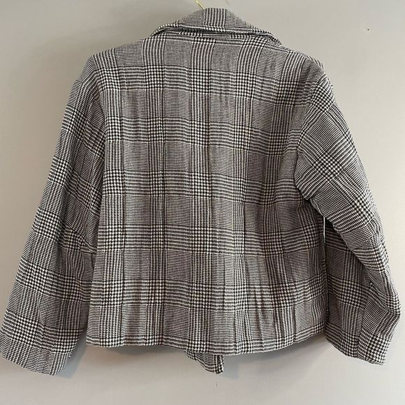 ZARA Checkered Double Breasted Quilted Oversized Short Coat - Picture 14 of 17